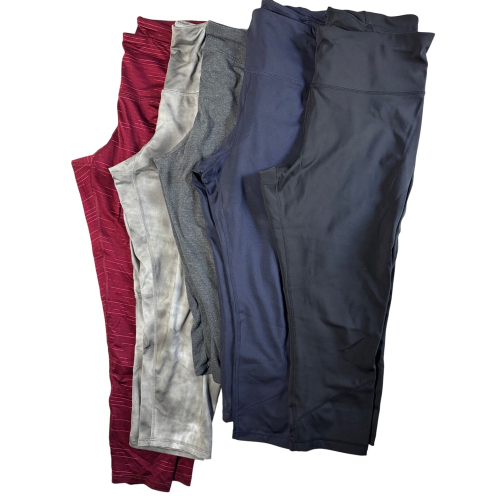 Lot of 5 Womens XL Leggings Champion Kirkland Jockey Activewear Capris Bundle